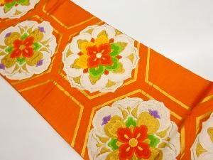 華文に亀甲模様織出し袋帯